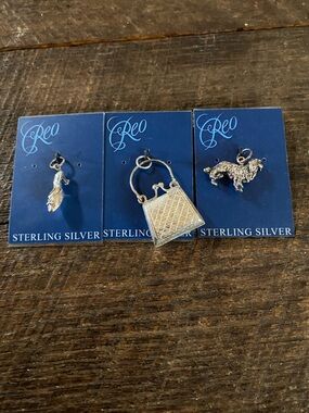 Sterling Silver Charm Set - Silver Purse, Dog & Shoe Charms